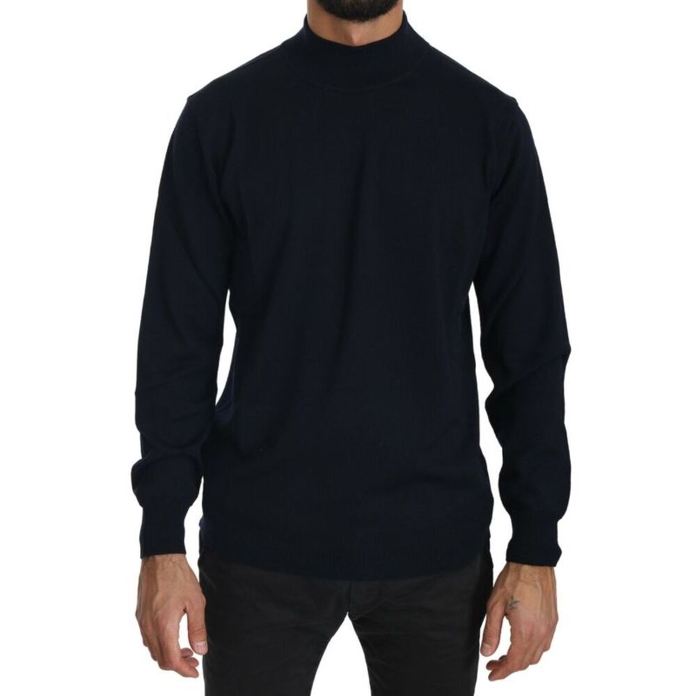 MILA SCHÖN Dark Blue Crewneck Pullover 100% Wool Men's Sweater